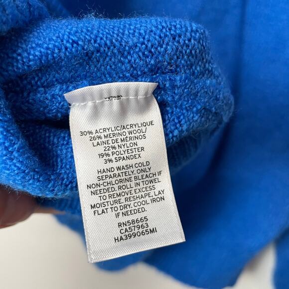 Halogen Sweater Women X Small Blue Surf Mock Neck Cozy Wool Blend - Picture 5 of 9